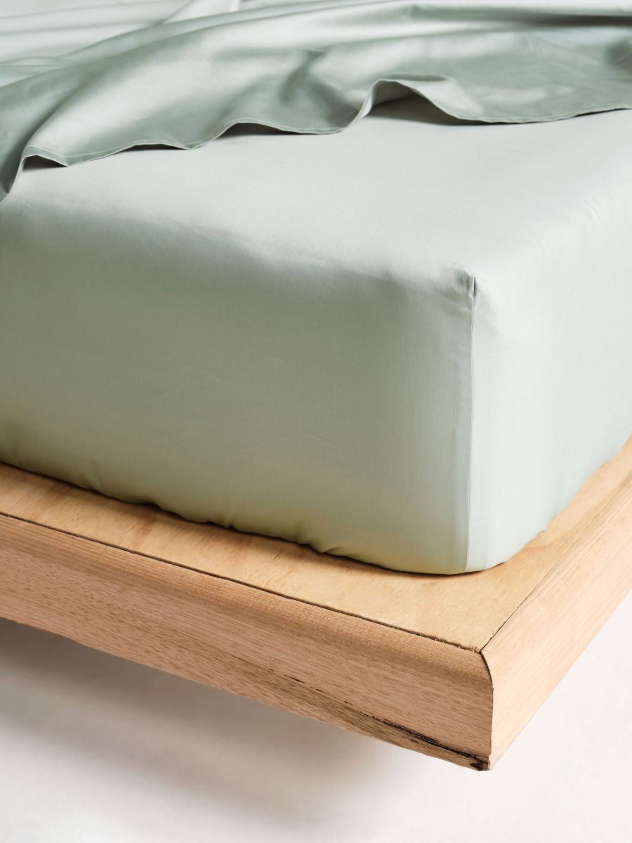 Augusta 500TC Green Gum Cotton Sateen Fitted Sheet 50cm