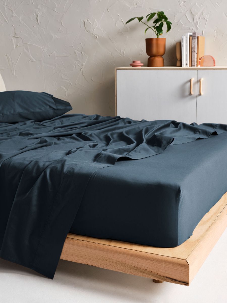 Augusta 500TC Navy Cotton Sateen Flat Sheet