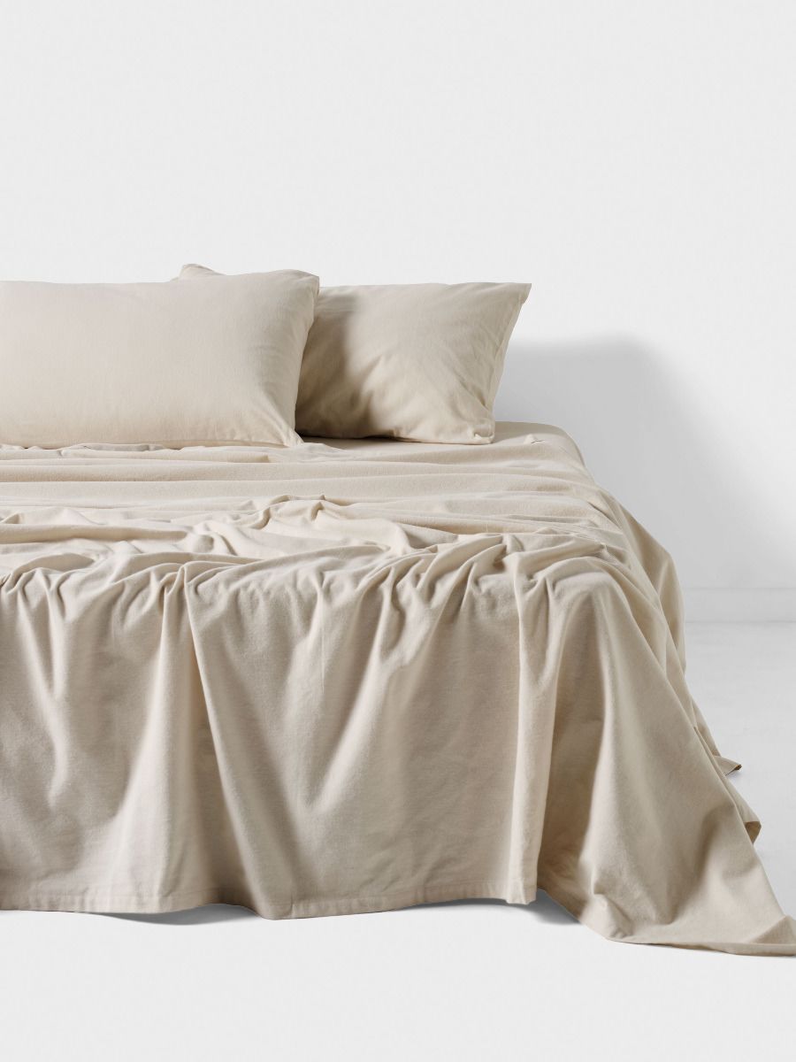 Flannelette Taupe Plain-Dyed Sheet Set