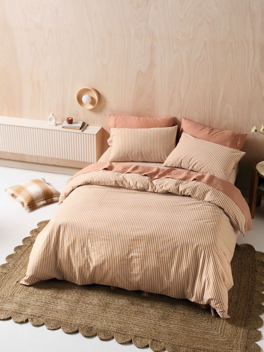 Classic Stripe Nutmeg Quilt Cover Set