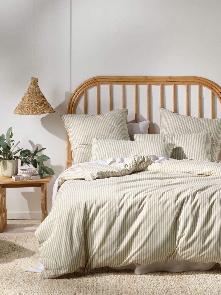 Classic Stripe Pebble Quilt Cover Set