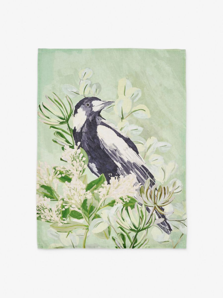 Morning Magpie Tea Towel