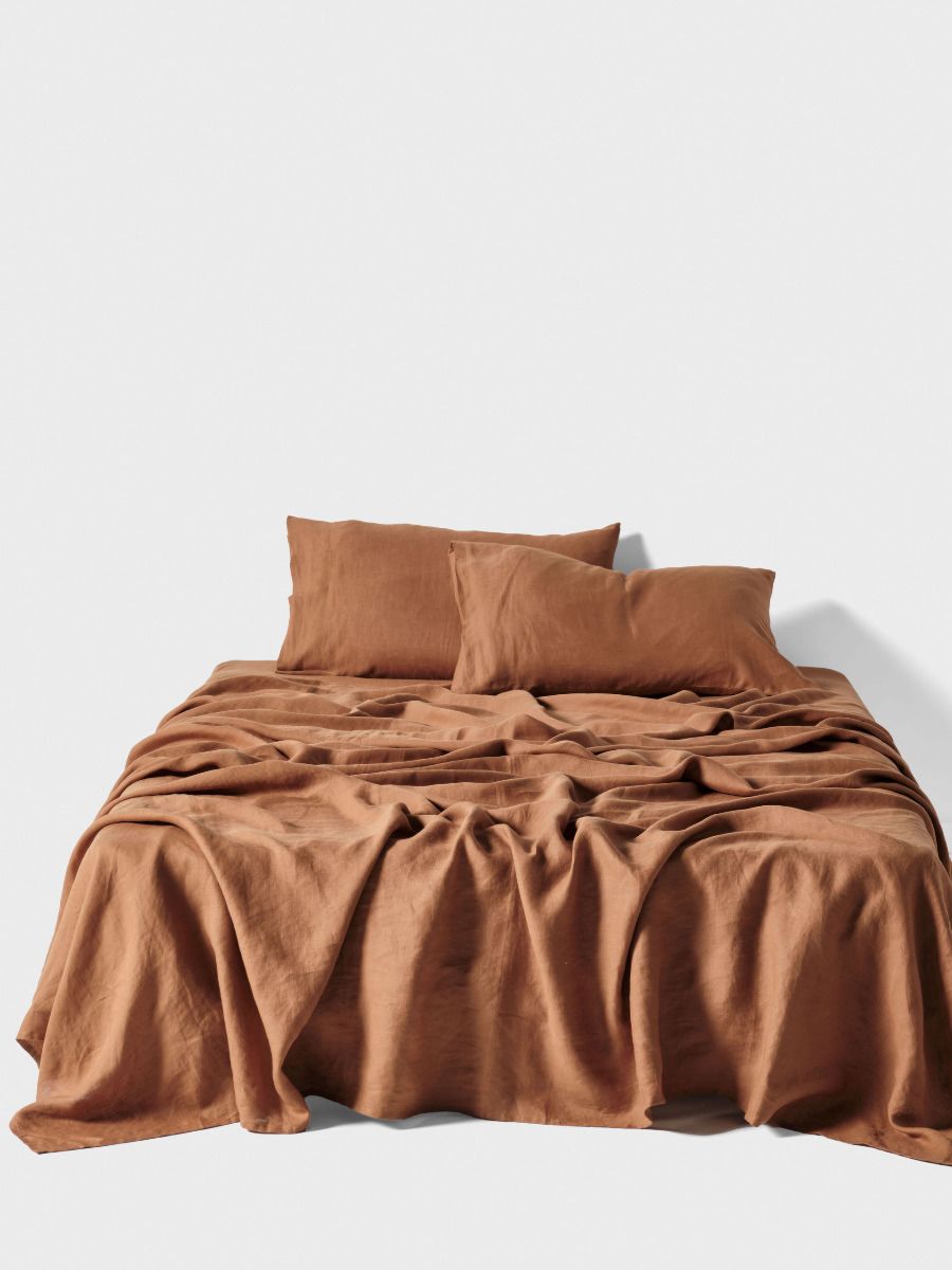Pure Linen Cinnamon Sheet Set
