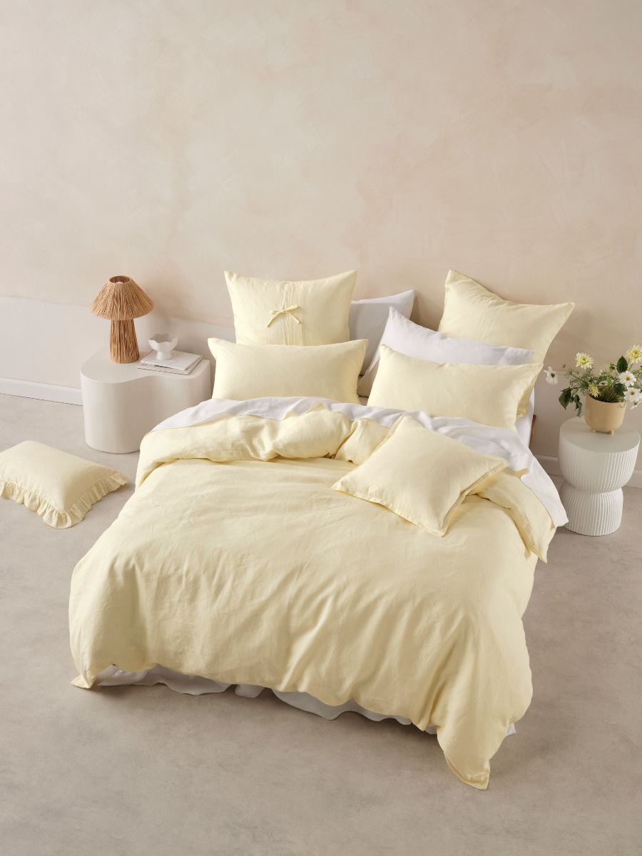 Nimes Lemon Linen Quilt Cover Set