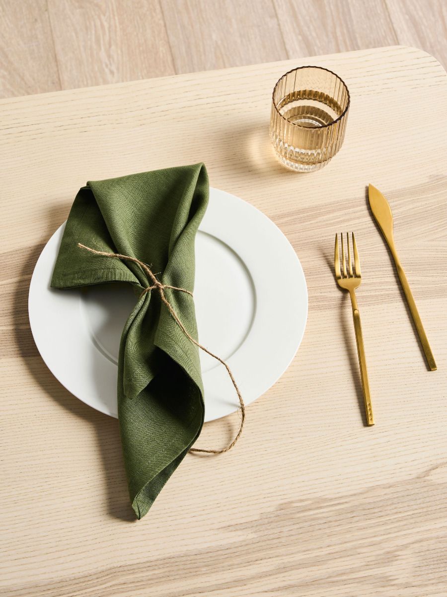 Nimes Moss Linen 4-Piece Napkin Set