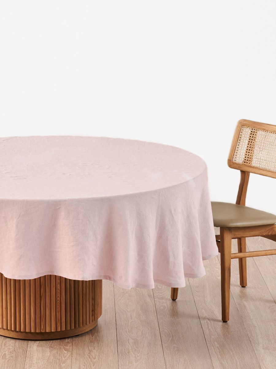 Nimes Rose Linen Round Tablecloth