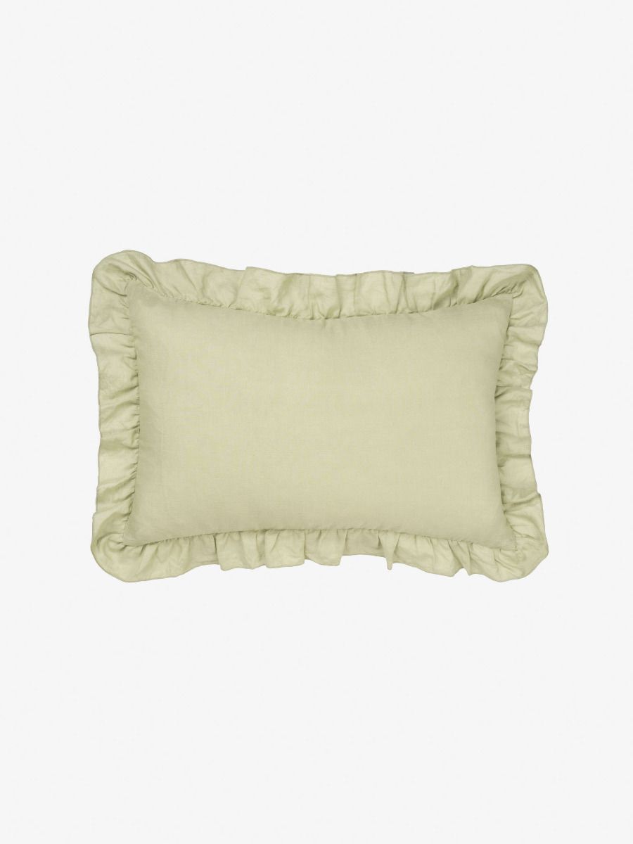 Nimes Wasabi Linen Ruffle Cushion 40x60cm