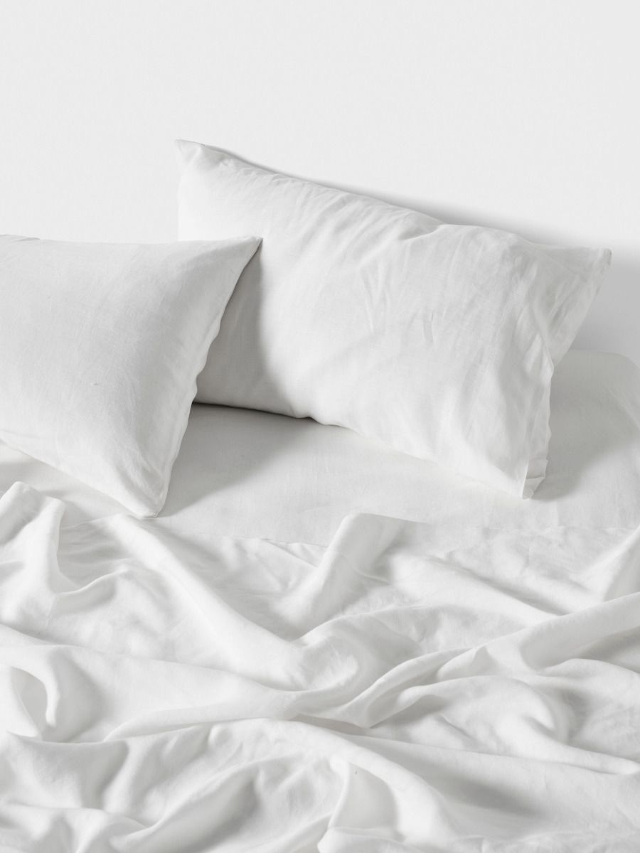 Nimes White Linen Flat Sheet