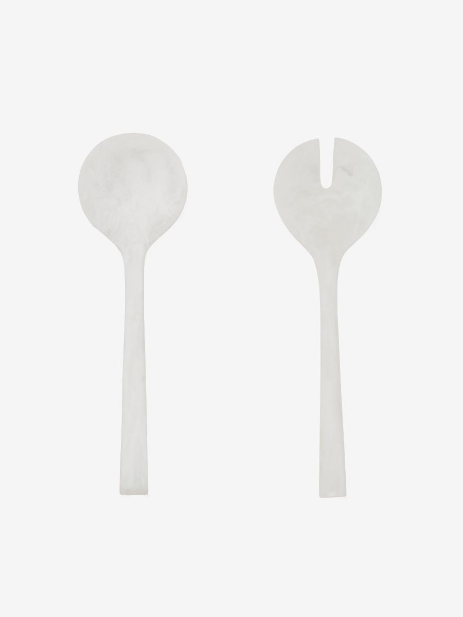 Resin White Salad Server Set