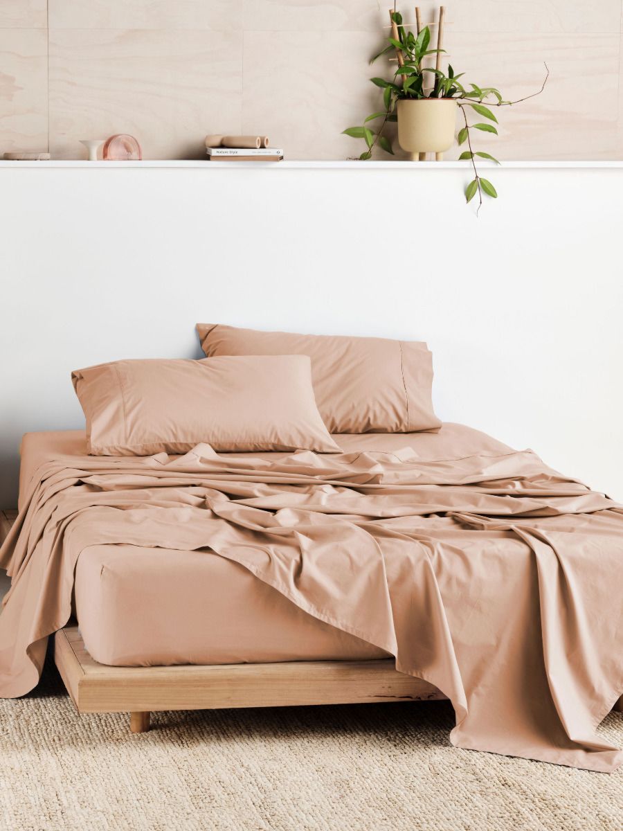 Vienna 300TC Clay Cotton Percale Sheet Set