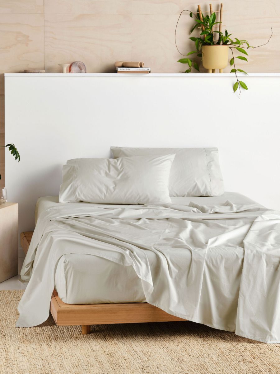 Vienna 300TC Grey Cotton Percale Sheet Set