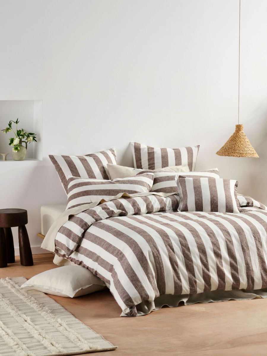 Vintage Stripe Tiramisu Quilt Cover Set