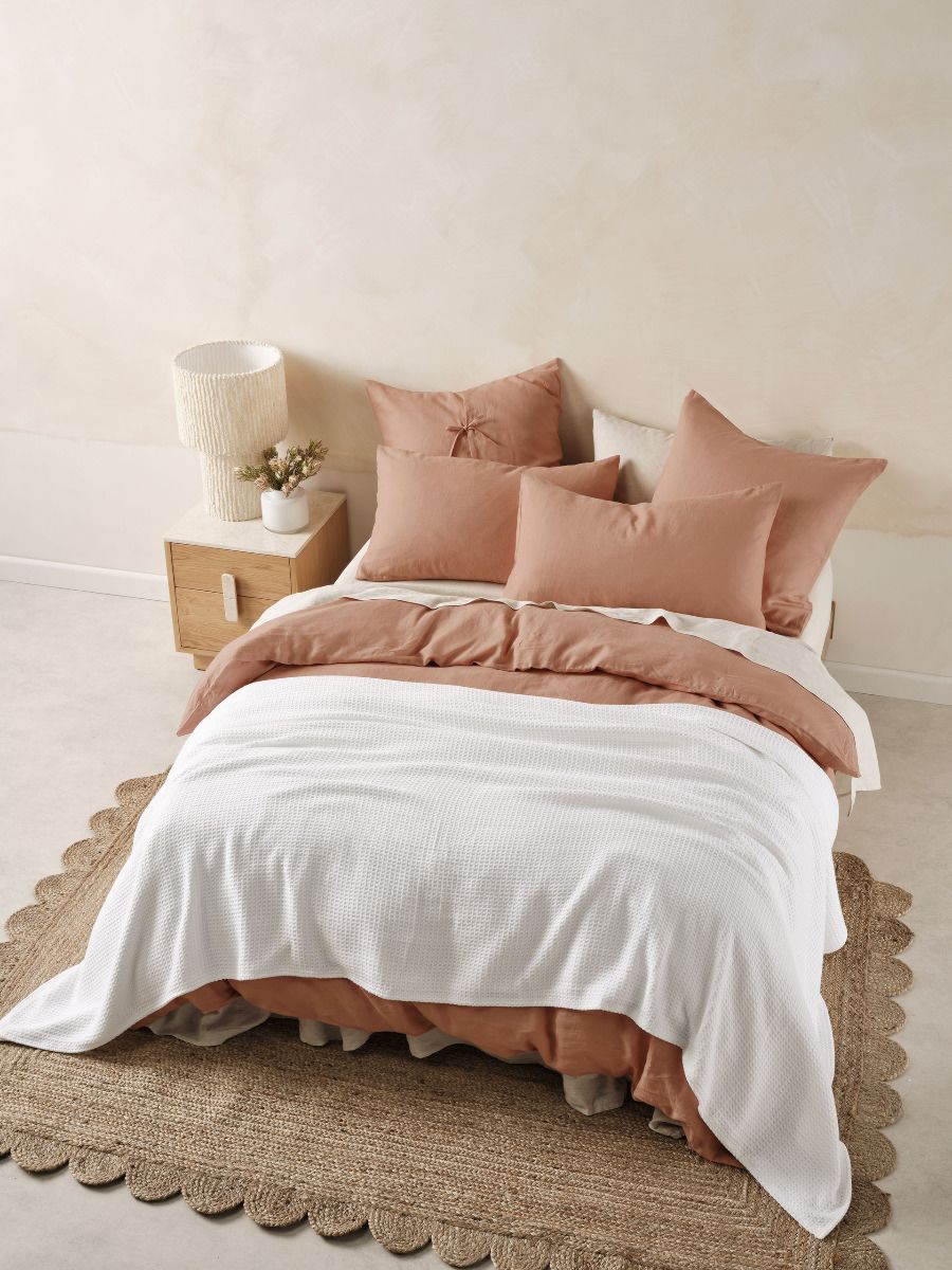 Waffle White Blanket