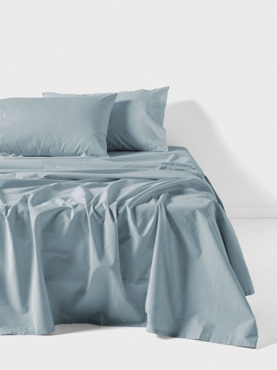 Winton 300TC Mid-Blue Cotton Percale Sheet Set