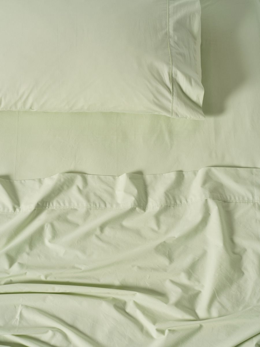 Winton 300TC Seagrass Cotton Percale Fitted Sheet 40cm