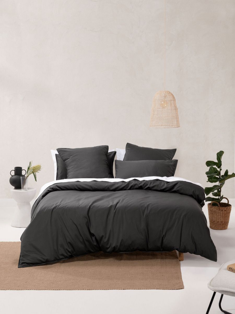 Nara Charcoal Bamboo Cotton Quilt Cover Set