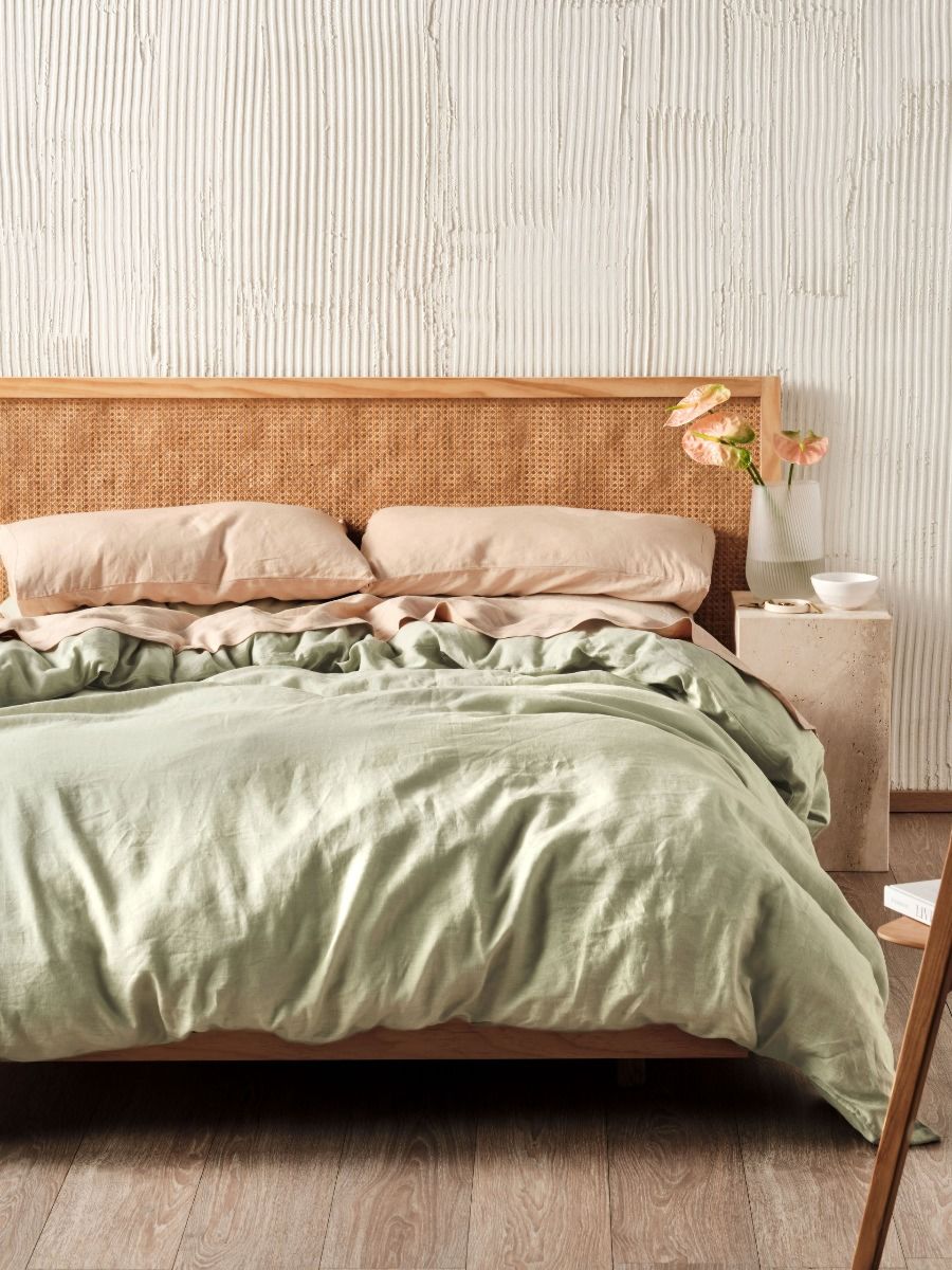 Nimes Wasabi Linen Quilt Cover Set