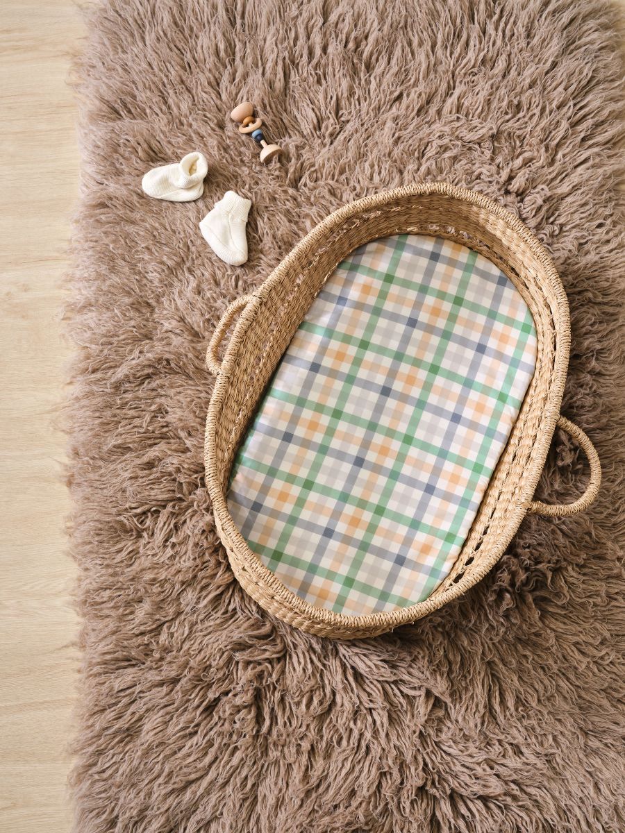 Playground Green 2-Piece Bassinet Fitted Sheet Set