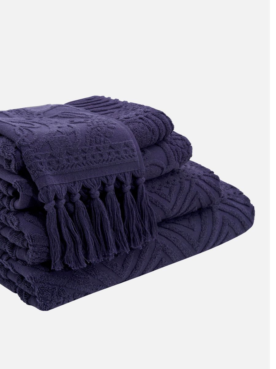 Palm Jacquard Midnight Towel Collection