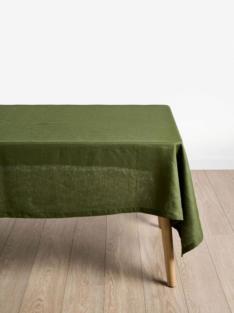 Nimes Moss Linen Square Tablecloth