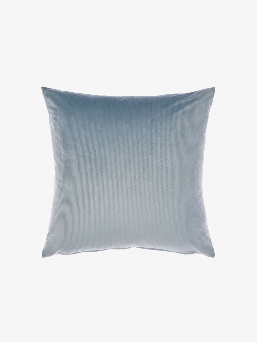 Velvet Ribbed Blue Cushion 60x60cm