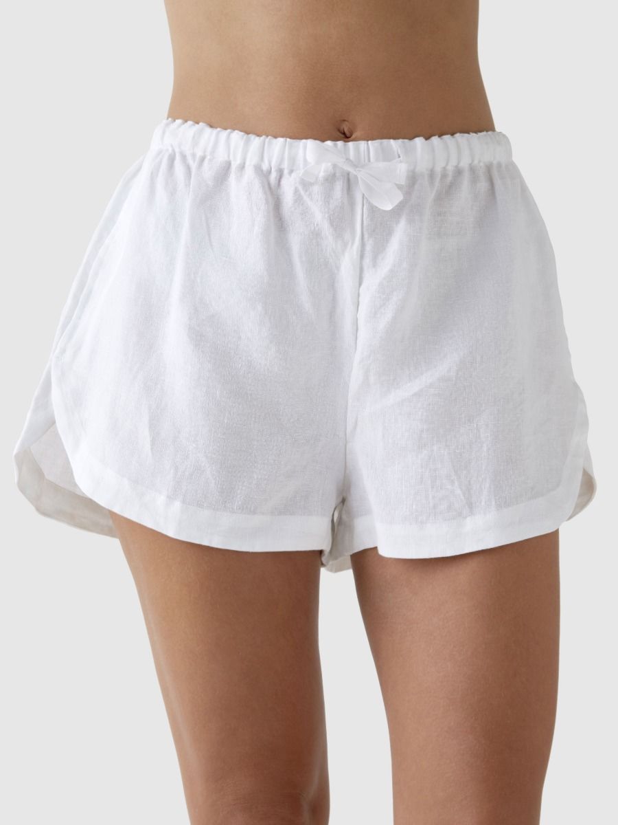 Nimes White Linen Shorts