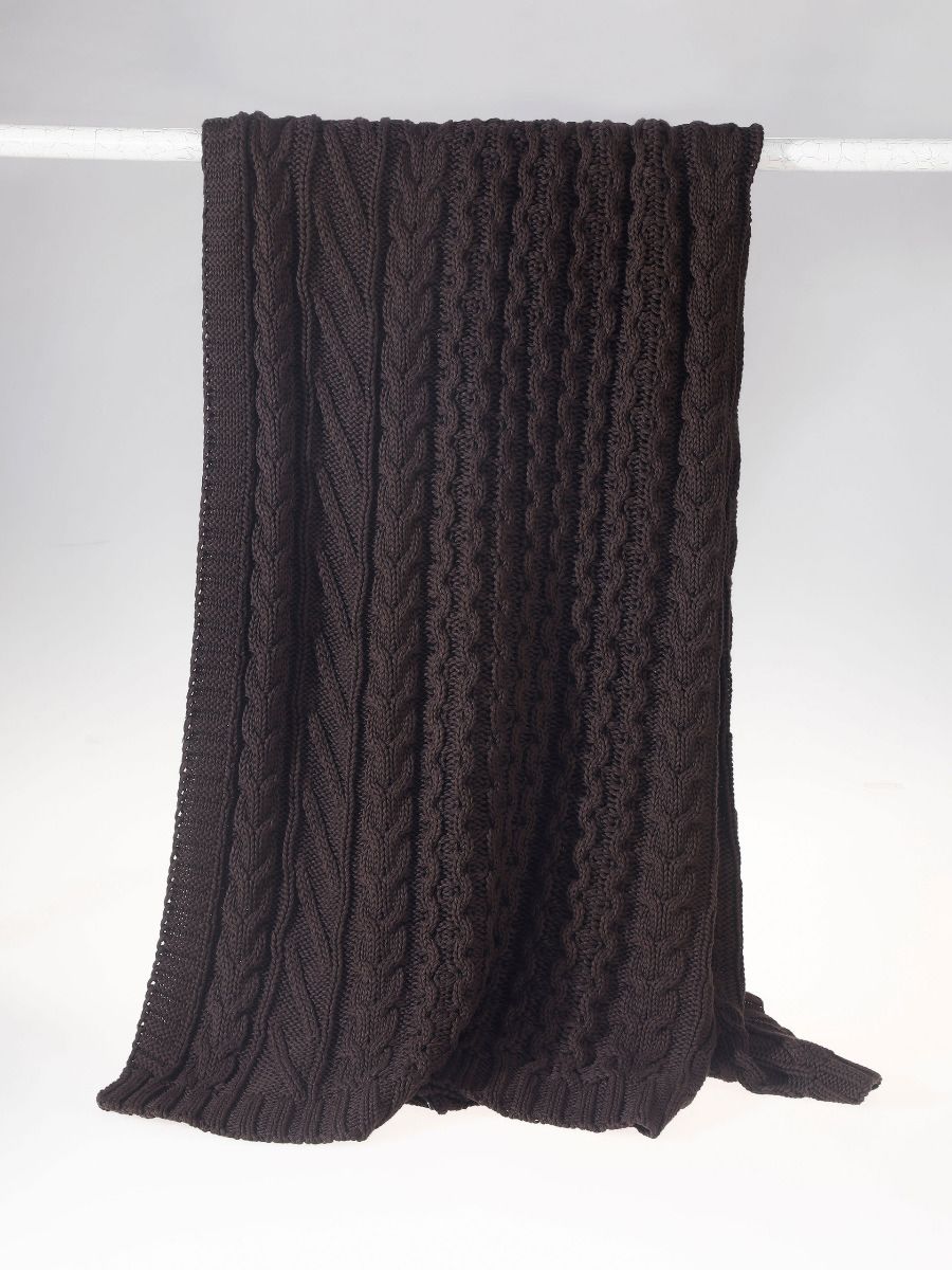 Cable Knit Coffee Throw