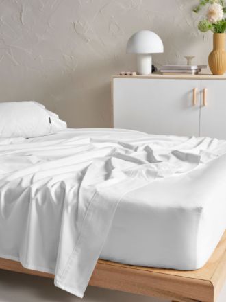 Augusta 500TC White Cotton Sateen Deluxe Flat Sheet