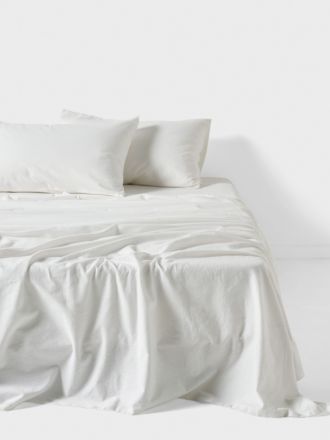 Flannelette White Plain-Dyed Sheet Set