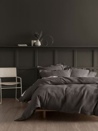 Deluxe Waffle Charcoal Quilt Cover Set
