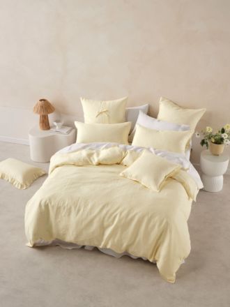 Nimes Lemon Linen Quilt Cover Set