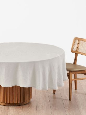 Nimes Pale Grey Linen Round Tablecloth 