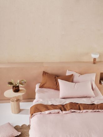 Nimes Rose-Cinnamon Linen Duet Quilt Cover Set