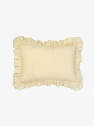 Nimes Lemon Linen Ruffle Cushion 40x60cm