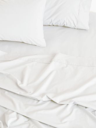 Vienna 300TC White Cotton Percale Flat Sheet