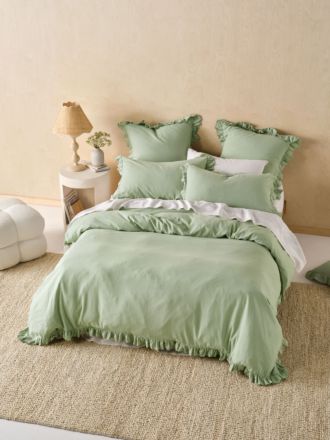 Vintage Ruffle Seaglass Quilt Cover Set