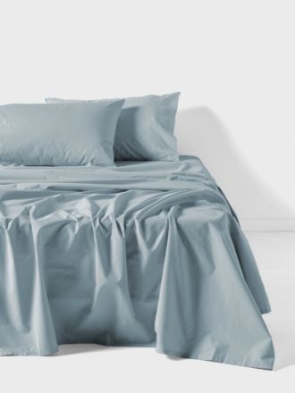 Winton 300TC Mid-Blue Cotton Percale Sheet Set