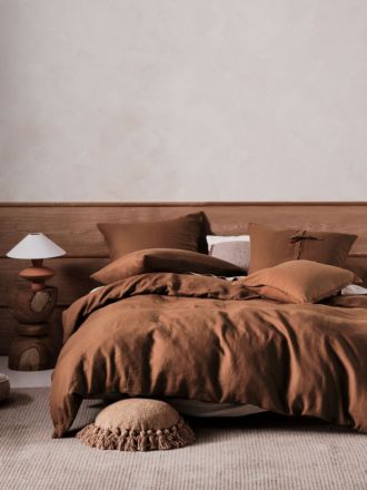 Nimes Cinnamon Linen Quilt Cover Set