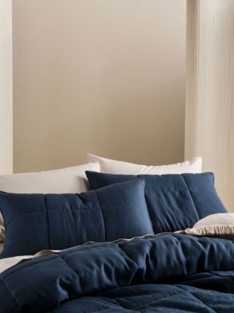 Nimes Navy Linen Pillow Sham Set