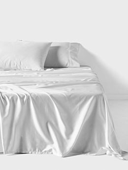 Nara White Bamboo Cotton 400TC Sheet Set