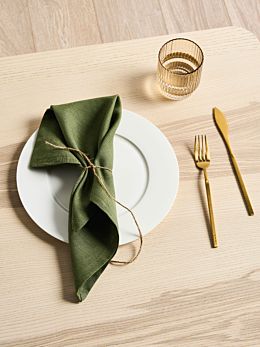 Nimes Moss Linen 4-Piece Napkin Set