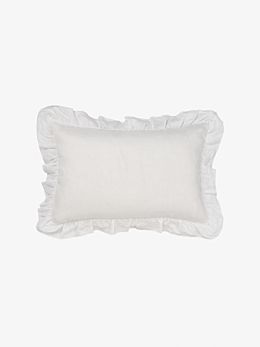 Nimes White Linen Ruffle Cushion 40x60cm