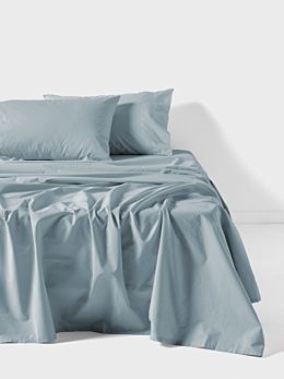 Winton 300TC Mid-Blue Cotton Percale Sheet Set