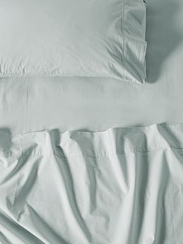 Winton 300TC Pale Blue Cotton Percale Fitted Sheet 40cm
