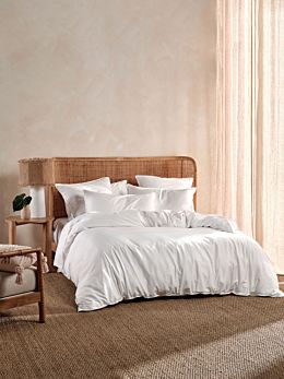 Nara White Bamboo Cotton Quilt Cover Set