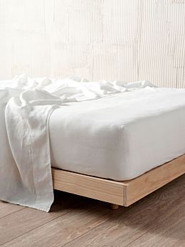 Nimes White Linen Fitted Sheet 50cm
