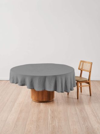 Nimes Ash Linen Round Tablecloth