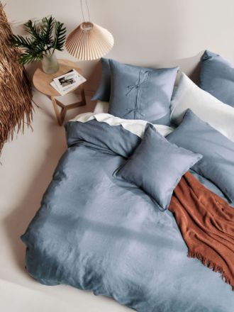 Nimes Nightfall Blue Linen Quilt Cover Set