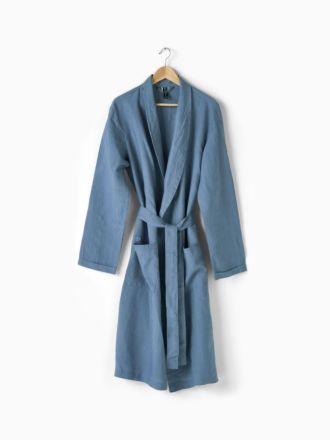 Nimes Nightfall Blue Linen Robe
