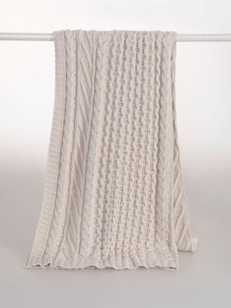 Cable Knit Cream Throw